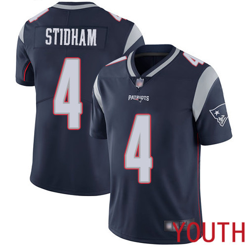 New England Patriots Limited Navy Blue Youth 4 Jarrett Stidham Home NFL Jersey Vapor